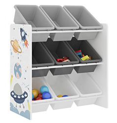 REGAŁ SIWY BIAŁY KOSMOS POJEMNIKI PLASTIKOWE ORGANIZER NA ZABAWKI DZIECI