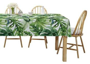 OBRUS NA STÓŁ BOHO LIŚCIE MONSTERA BAWEŁNA ZIELONY 140X220