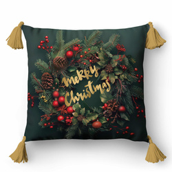PODUSZKA ŚWIĄTECZNA ŚWIĘTA OZDOBNA DEKORACYJNA ZIELONA JASIEK + WKŁAD