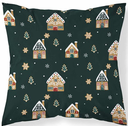 Poduszka Jasiek Świąteczna 40x40 Domki Piernikowe Pierniczki Choinki+ Wkład