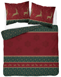 ŚWIĘTA ŚWIĄTECZNA POŚCIEL RENIFERY CZERWONA BAWEŁNA 160X200