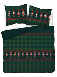 POŚCIEL ŚWIĄTECZNA ŚWIĘTA DZIADEK ŻOŁNIERZYK ZIELONA KRATA BAWEŁNA 220X200