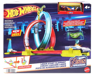 WYRZUTNIA HOT WHEELS NEON SPEEDERS MATTEL ŚWIECĄCA  PĘTLA AUTA 