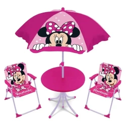 MYSZKA MINNIE MIKI OGRODOWY STOLIK DLA DZIECI KRZESŁA PARASOL DZIECIĘCY