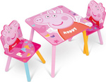 PEPPA PIG ŚWINKA STOLIK STÓŁ DREWNIANY 2 KRZESŁA DLA DZIECI MEBLE