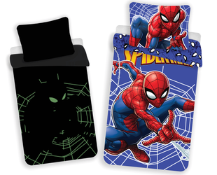 SPIDERMAN POŚCIEL DLA DZIECI KOMPLET ŚWIECĄCA ŚWIECI W CIEMNOŚCI 140X200