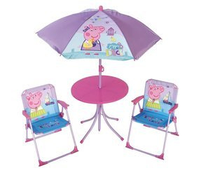 PEPPA PIG ŚWINKA OGRODOWY STOLIK KRZESŁA PARASOL