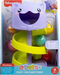 FISHER PRICE PETS KOCIA WIEŻA Z PIŁECZKAMI CENTRUM ZABAW SENSORYCZNE 9m+