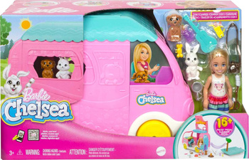 BARBIE KAMPER CHELSEA LALECZKA CHELSEA I 2 ZWIERZĄTKA HNH90