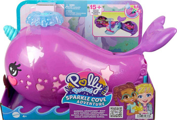 POLLY POCKET LALKA NARWAL ŁÓDŹ PODWODNA BASEN AKCESORIA MATTEL HKV71