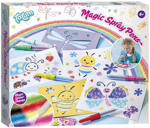 Dmuchane flamastry zestaw kreatywny 5 kol. szablony Magic Spray Pens DIY