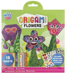 Zestaw KWIATY KWIATKI 18 wzorów + Naklejki Papier Origami Wyklejanka