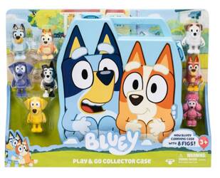 BLUEY I BINGO PIESKI FIGURKI 8 SZTUK + WALIZKA